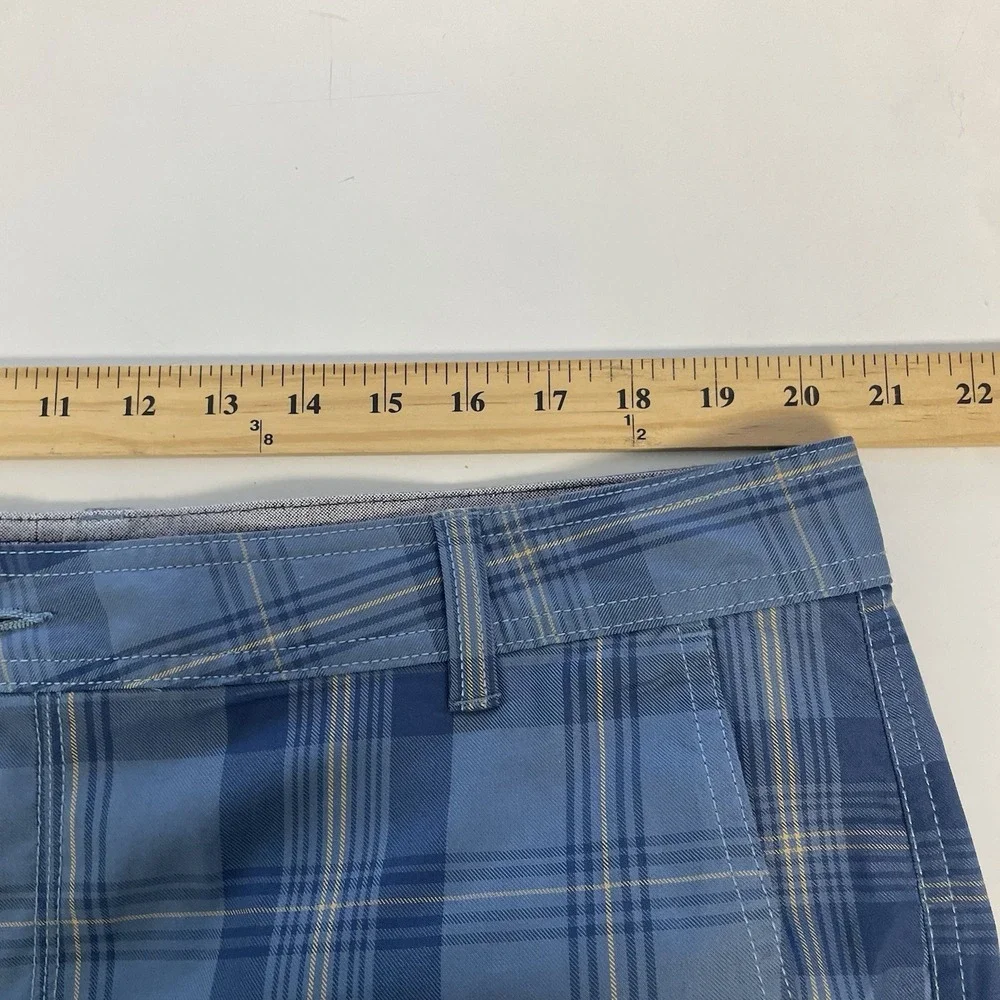 Columbia Shorts Mens Size 40 Blue Plaid Flat Front‎ Bermuda Chino Golf Preppy